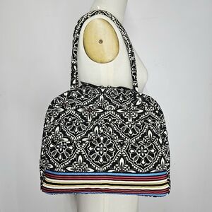 Vera Bradley 13x10x5" Bag Alma Double Strap Shoulder Black Tote Flora Concerto